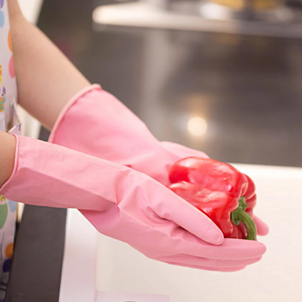 Female waterproof rubber latex dishwashing gloves kitchen durable cleaning housework chores dishwashing tools