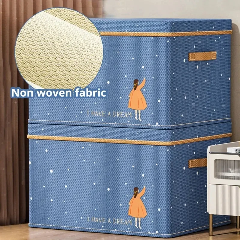 1pc Household Foldable Clothes and Miscellaneous Items Storage Box With Cover Wardrobe Organization and Storage