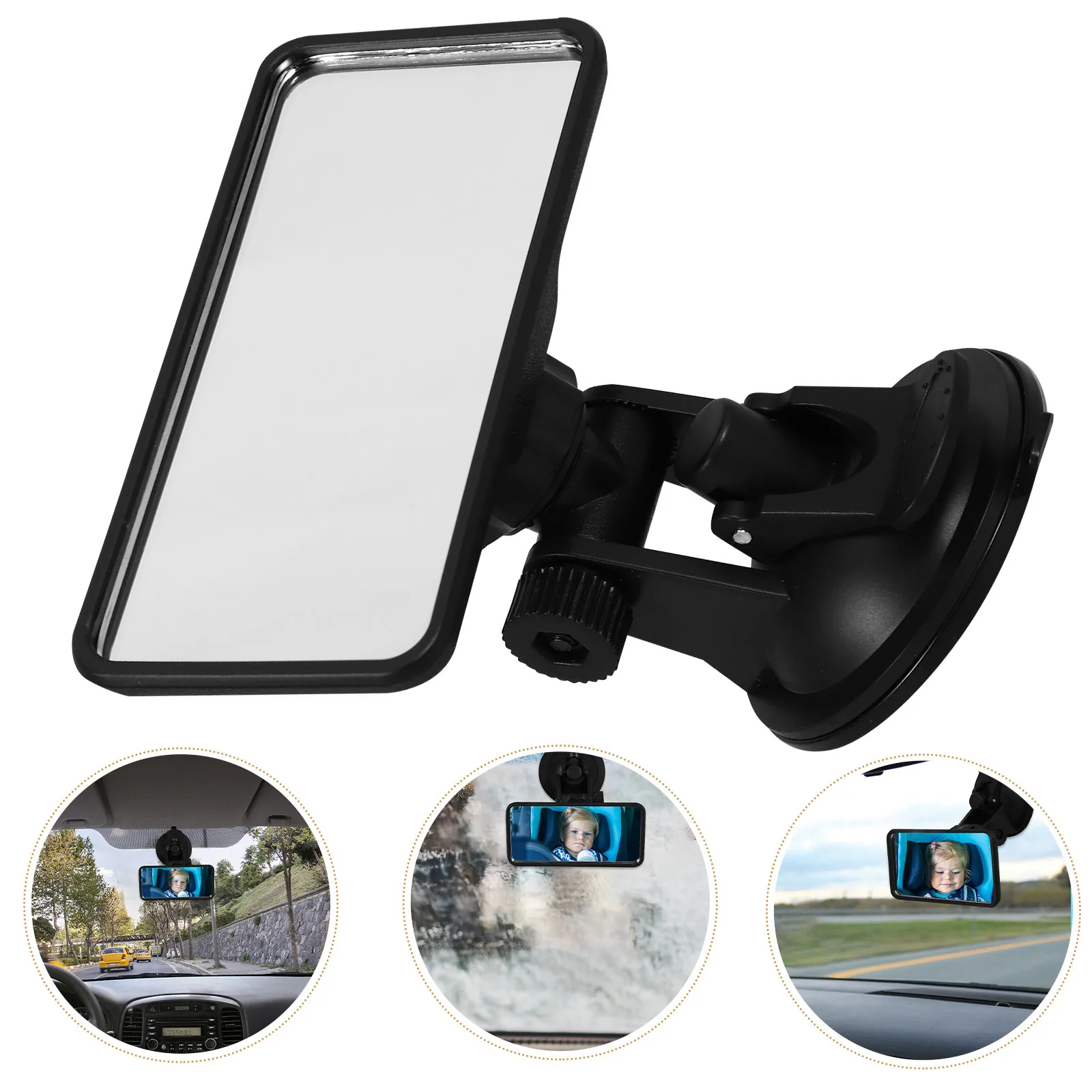 

Зеркало для слепых зон автомобиля, квадратное, из АБС-пластика, 12060, черное, регулируемое, для безопасного паркования и вождения, монитор для наблюдения за ребенком