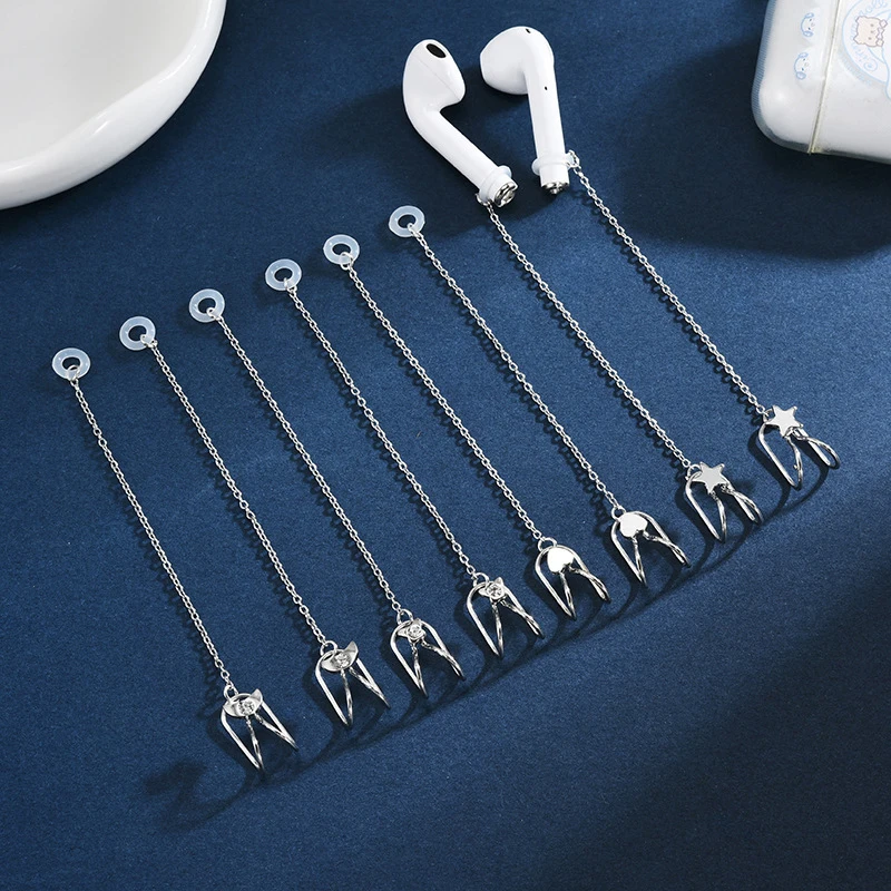 1 Pair Temperament Bluetooth Earphone Anti Loss Clip For Women's Earphone Protection Chain