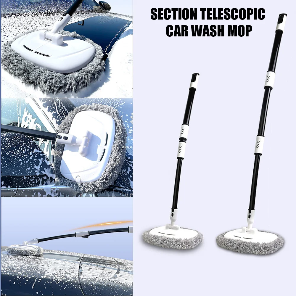 2024 New Telescopic Long Handle Chenille Broom Car Wash Brush Bent pole car wash mop Car Cleaning Mop Car Cleaner Accessories