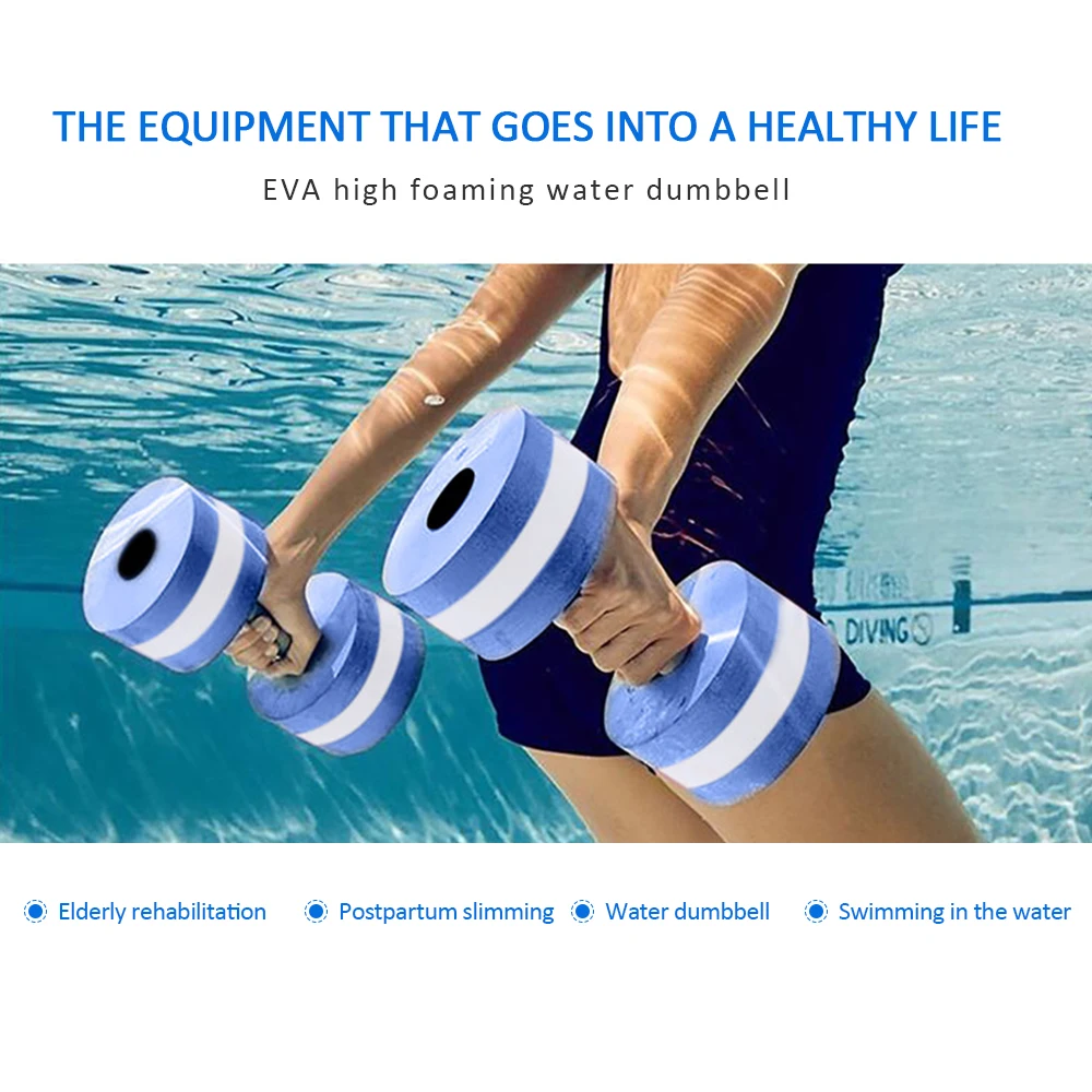 Floating Swim Gym Dumbbell Water Weight Aerobics Fitness Pool Water Swimming Aqua Exercise Barbell EVA Foam Aquatics Dumbbell