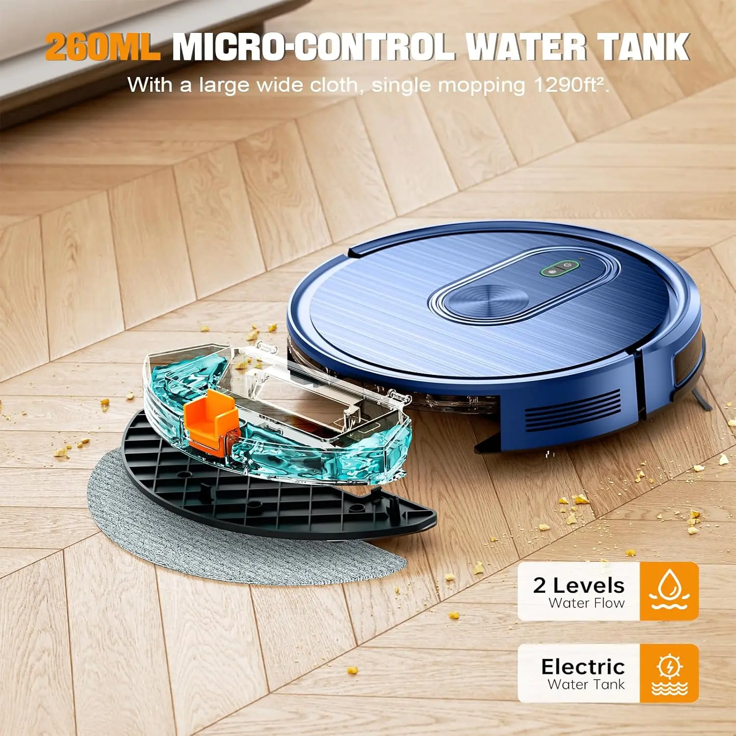 Vacuum and Mop Combo, 2 in 1 Mopping Robotic Vacuum with Schedule, App/Bluetooth/Voice, Max Suction 3200Pa, Self-Charging Robot