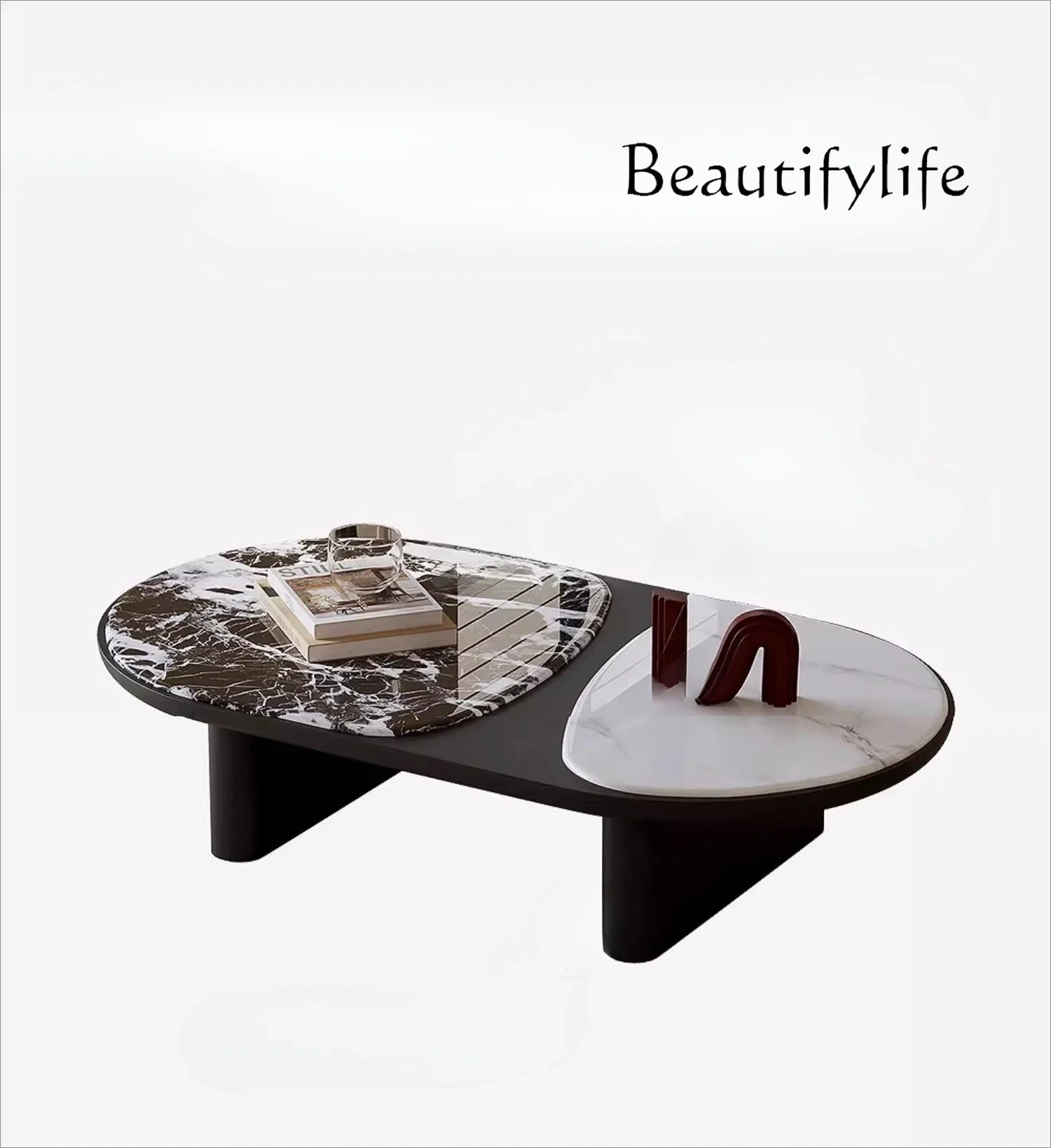 

Italian minimalist marble coffee table oval new high-end light luxury household living room small apartment
