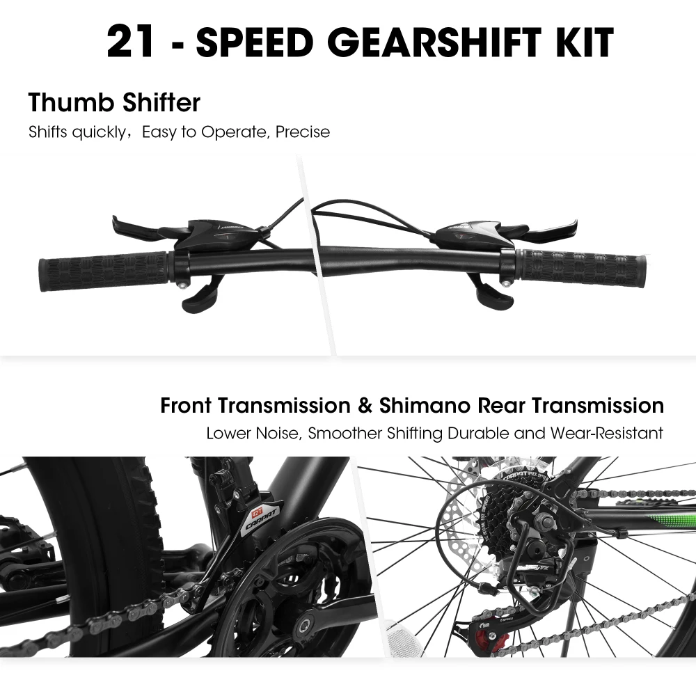 Bicicleta de Montaña de 27,5 pulgadas con marco de aluminio, frenos de disco Shimano de 21 velocidades, horquilla de suspensión para adultos, ciclismo todo terreno, bicicleta MTB