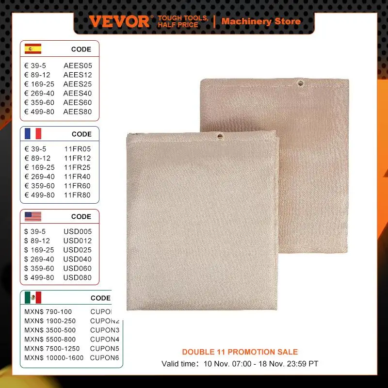 

VEVOR Welding Blanket 2 Packs Heat Treated Welding Blanket 998°F Heat Resistant Heavy-Duty Fiberglass Flame Retardant Insulation