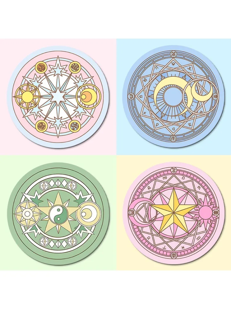 Tapis de souris rond antidérapant pour filles magiques roses, pour la maison, le bureau, le bureau, le bureau, le clavier d'ordinateur portable, accessoires de décoration