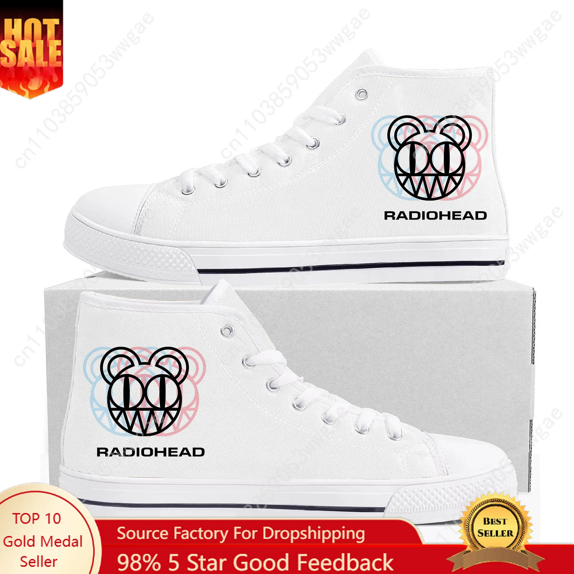

Высокие кроссовки Radiohead Rock Band, мужские и женские парусиновые кроссовки высокого качества, удобная повседневная обувь, обувь по индивидуальному заказу, белая