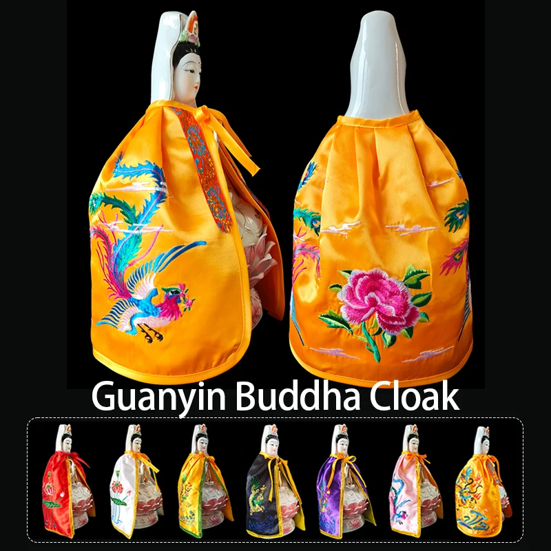 

Only Cloak Zen Lotus Guanyin Buddha Statue Small Cloak Guanyin Bodhisattva Goddess Decor Embroidered Shawl Without Resin Buddha