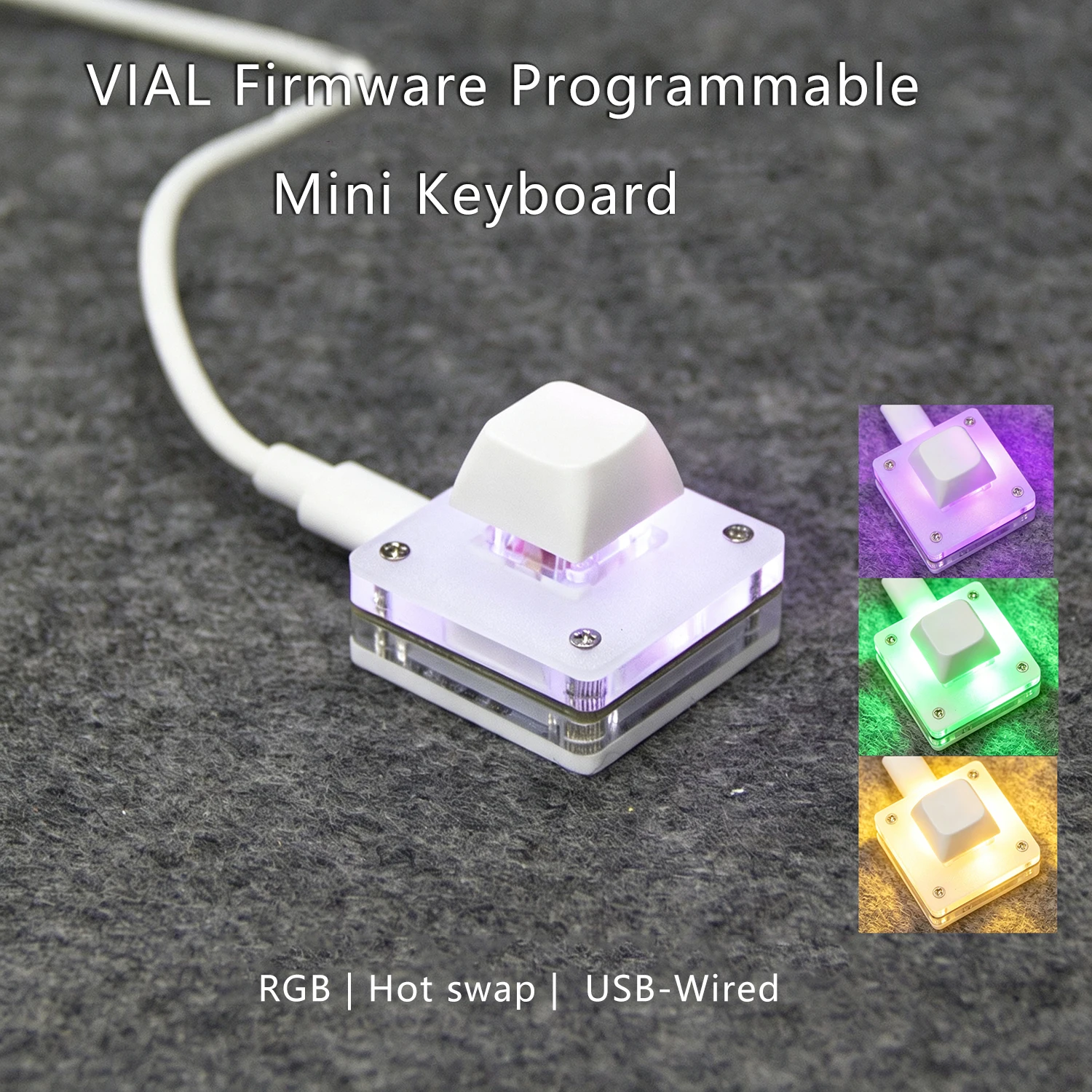 New 1Key RGB DIY VIAL Fimware USB Wired Mini Mechanical Hot Swap Hot Key Office Programmable Macropad