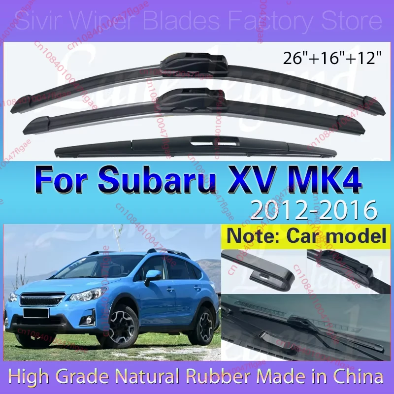 

Car Front Rear Wiper Blades For Subaru XV MK4 Crosstrek GP 2012 - 2016 Soft Rubber Windscreen Wipers Auto Windshield 26"+16"+12"