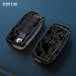 Funda de fibra de carbono para llave de coche, para VW Carcasa de ABS, Volkswagen, Polo, Golf, Passat, Beetle, Tiguan, Seat Leon, Altea, Skoda Octavia, Kodiaq