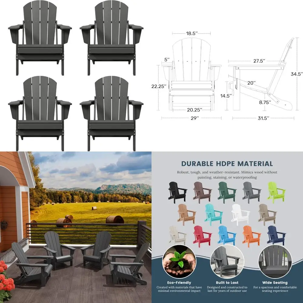 

Westin Outdoors Laguna WO Classic 4-Piece Adirondack Chair Set for Outdoor Patio and Fire Pit Gatherings