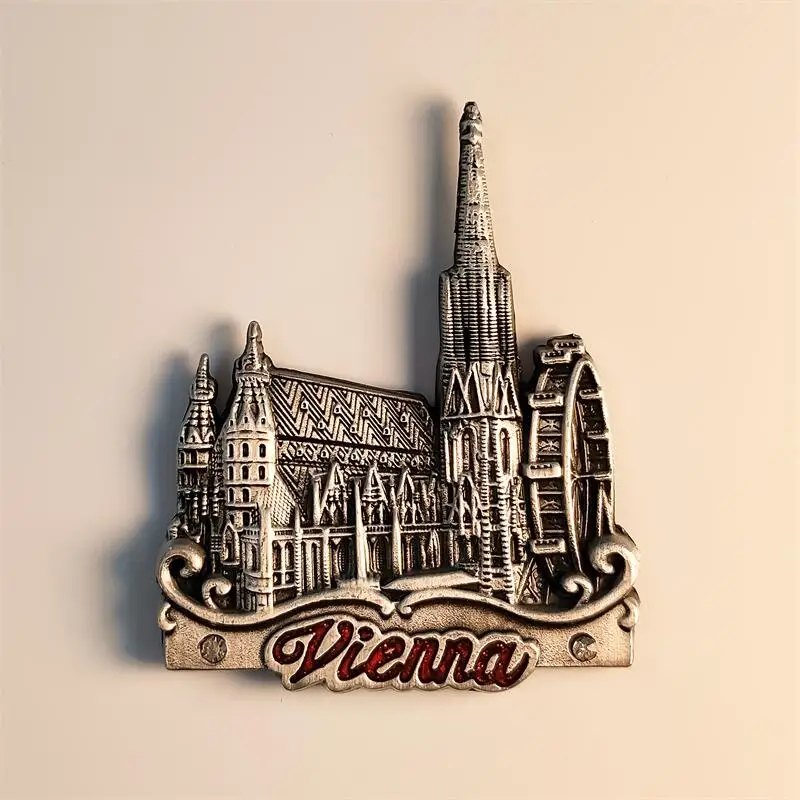 Austria，Vienna，Stephasdom，3D Stereoscopic，Tourism souvenirs，Metal，Decoration home，Refrigerator magnets