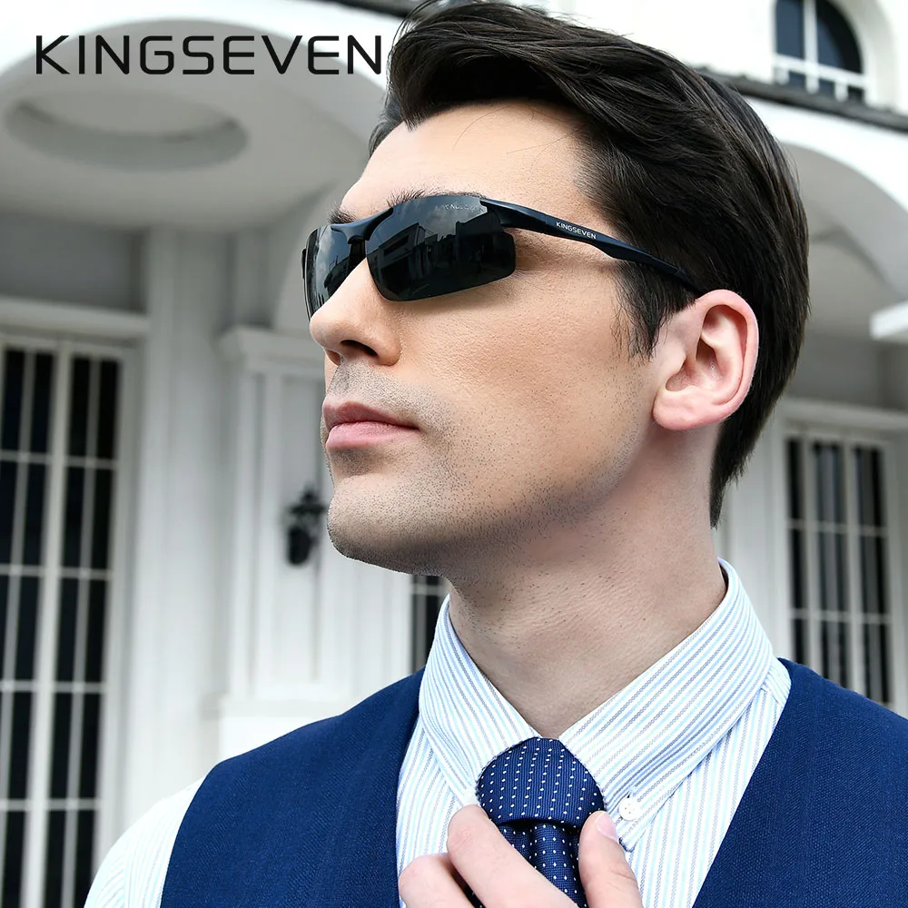 KINGSEVEN Polarized Cycling Men Aluminum Sunglasses Driving Mirror Lens Male Sun Glasses Aviation Women For Men Eyewear 9126