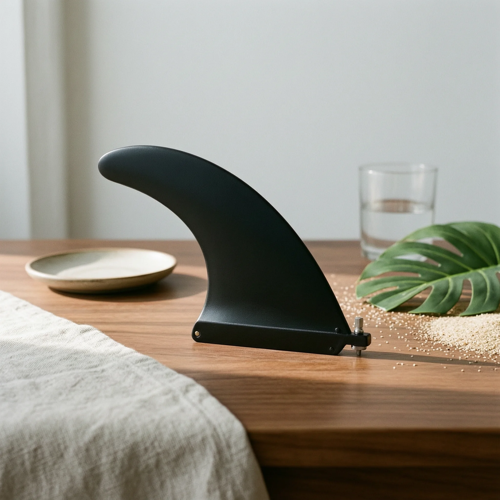 Paddle Board Fin Black SUP Fin Water Sport Gear Curved Polished