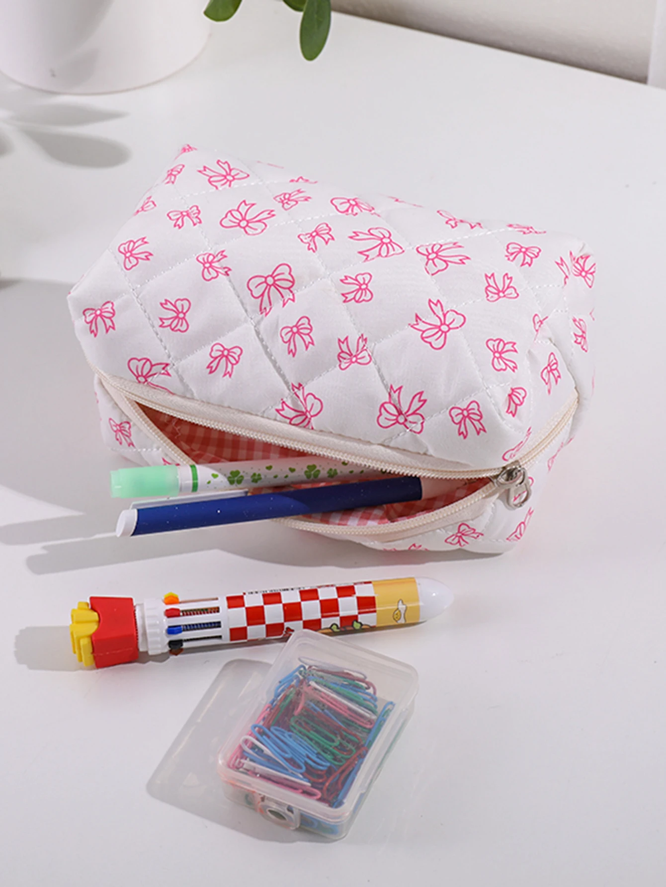 Schöne Kosmetiktasche mit Schleifenmuster, Hochwertiges Design, Outdoor-Reisetasche, Niedliche Große Tragbare Toilettentasche – Detail 6