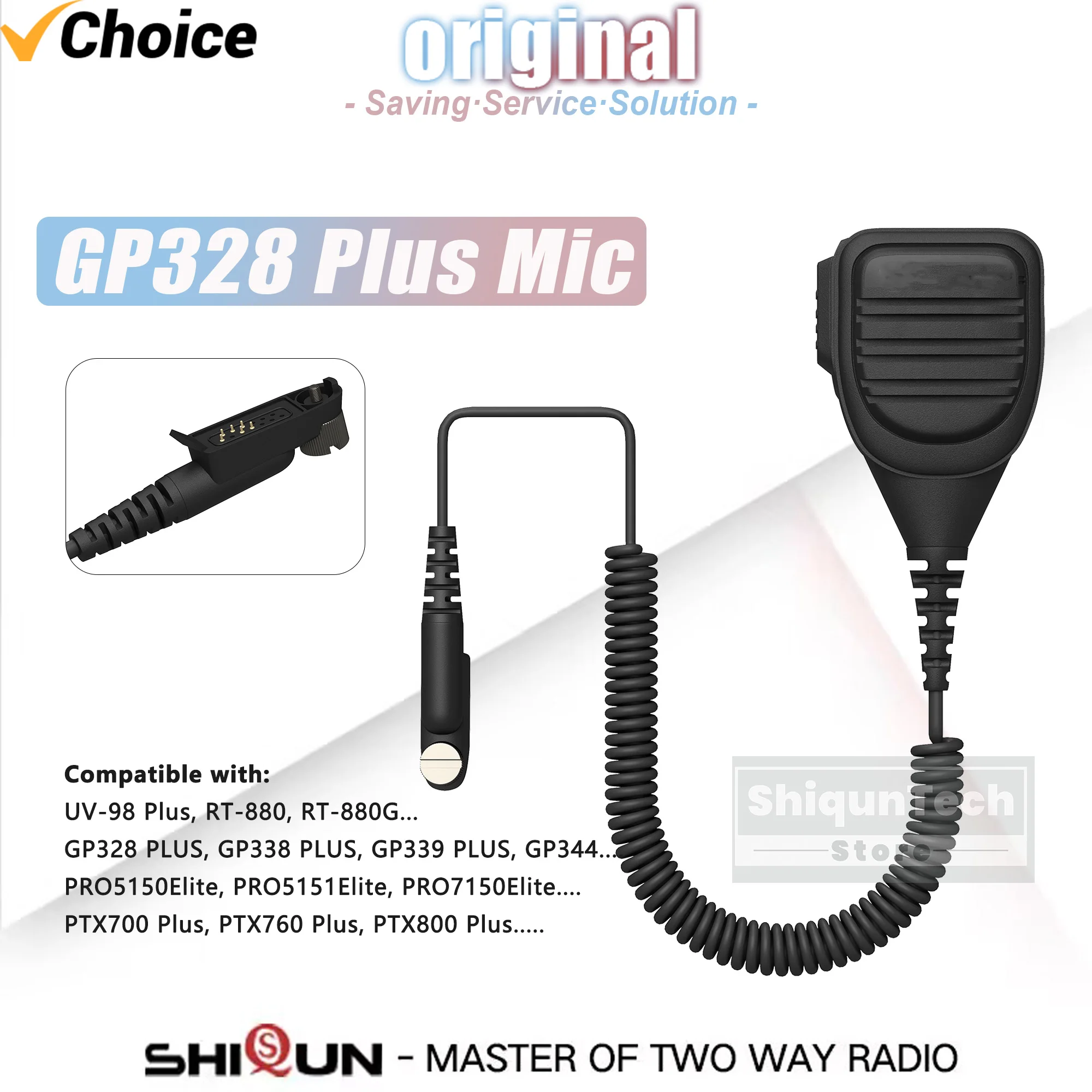 Microfone de Ombro Iradio UV-98 Plus GP328 Plus GP338 PLUS Compatível com Walkie Talkie RT-880 RT-880G PTX700 Plus