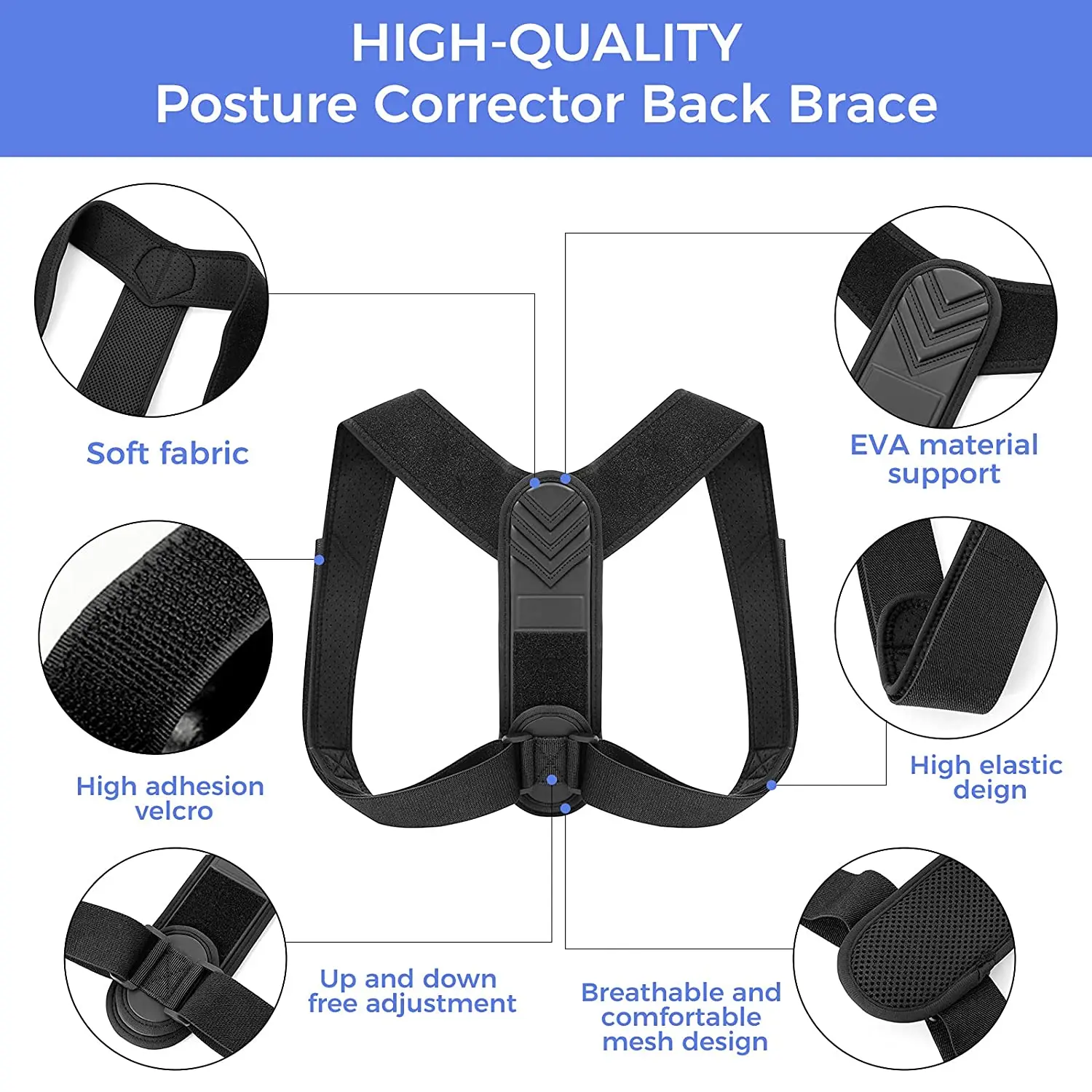 NEENCA Posture Corrector Upper Back Brace for Women and Men Neck Shoulder Pain Relief Belt Adjustable Back Support Straightener