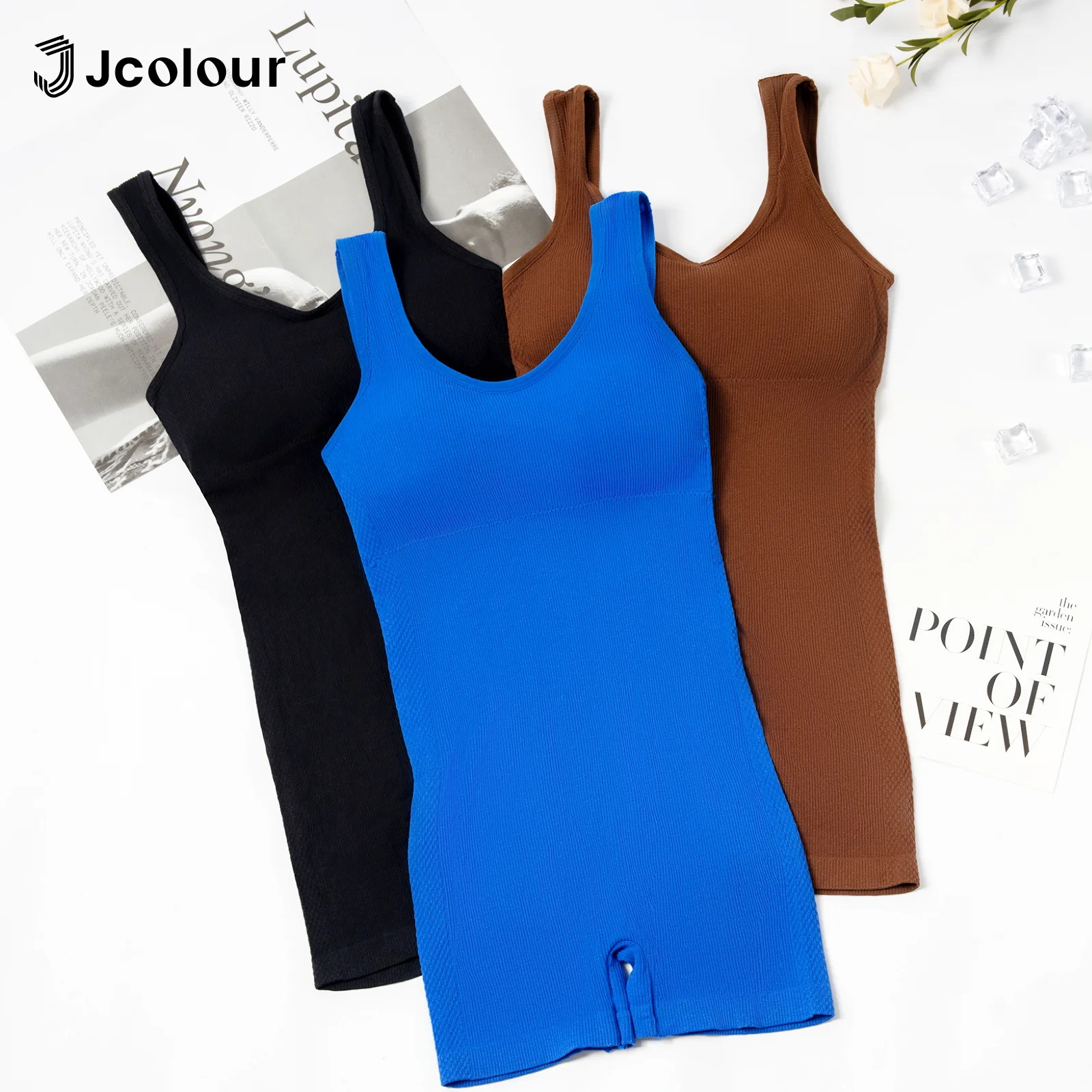Macacão ioga feminino ajustado，Roupa de ginástica com costas abertas e cintura ajustada，Macacão de ginástica curto sem mangas