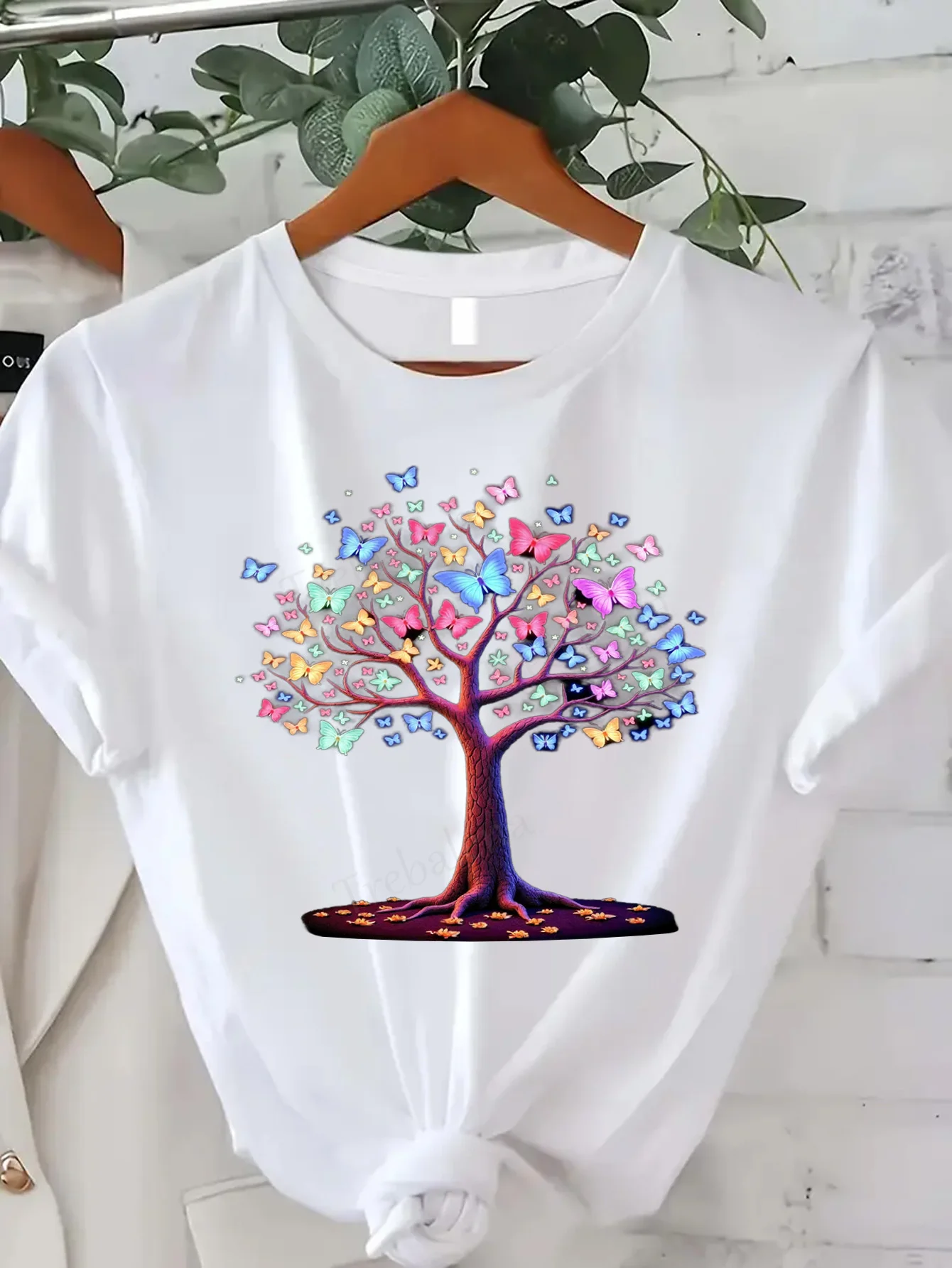 

Women T-shirt Butterfly Tree Print T-Shirt for Women - Sexy Casual Summer Top