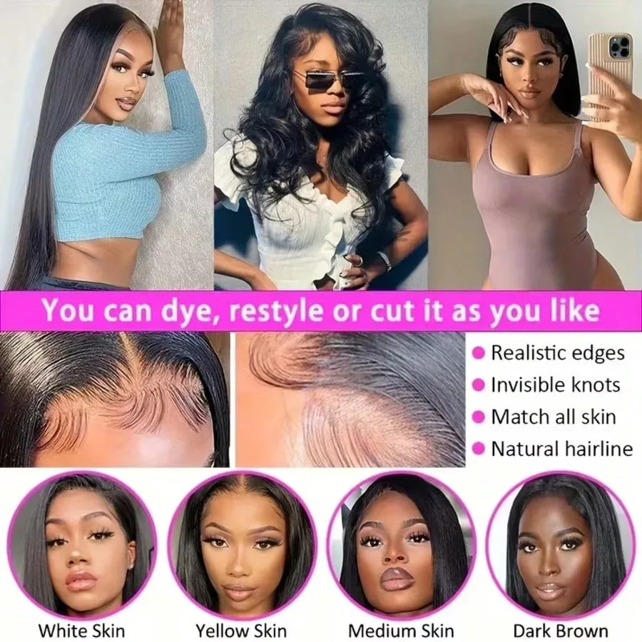 40 Inch 13x4 13x6 Pre-cut Lace Front Wigs  Baby Hair 5×5 Glueless Wear 200% Density Brazilian Straight Human Hair Wigs Black Women Remy Hair Preplucked With Baby Hair - view 7