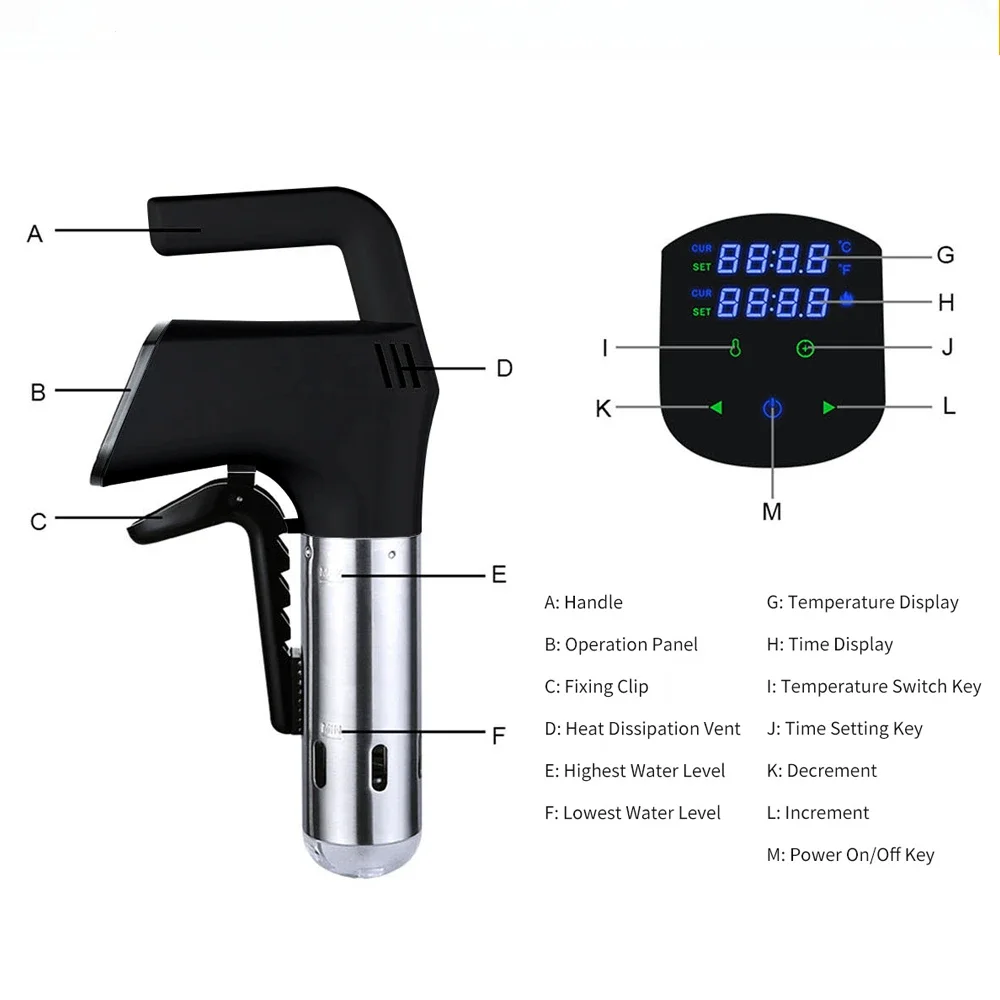 1100 واط فراغ Sous فيديو طباخ LCD اللمس شاشة ديجيتال الغمر المروج الطبخ الدقيق مقاوم للماء الذكية طباخ بطيء