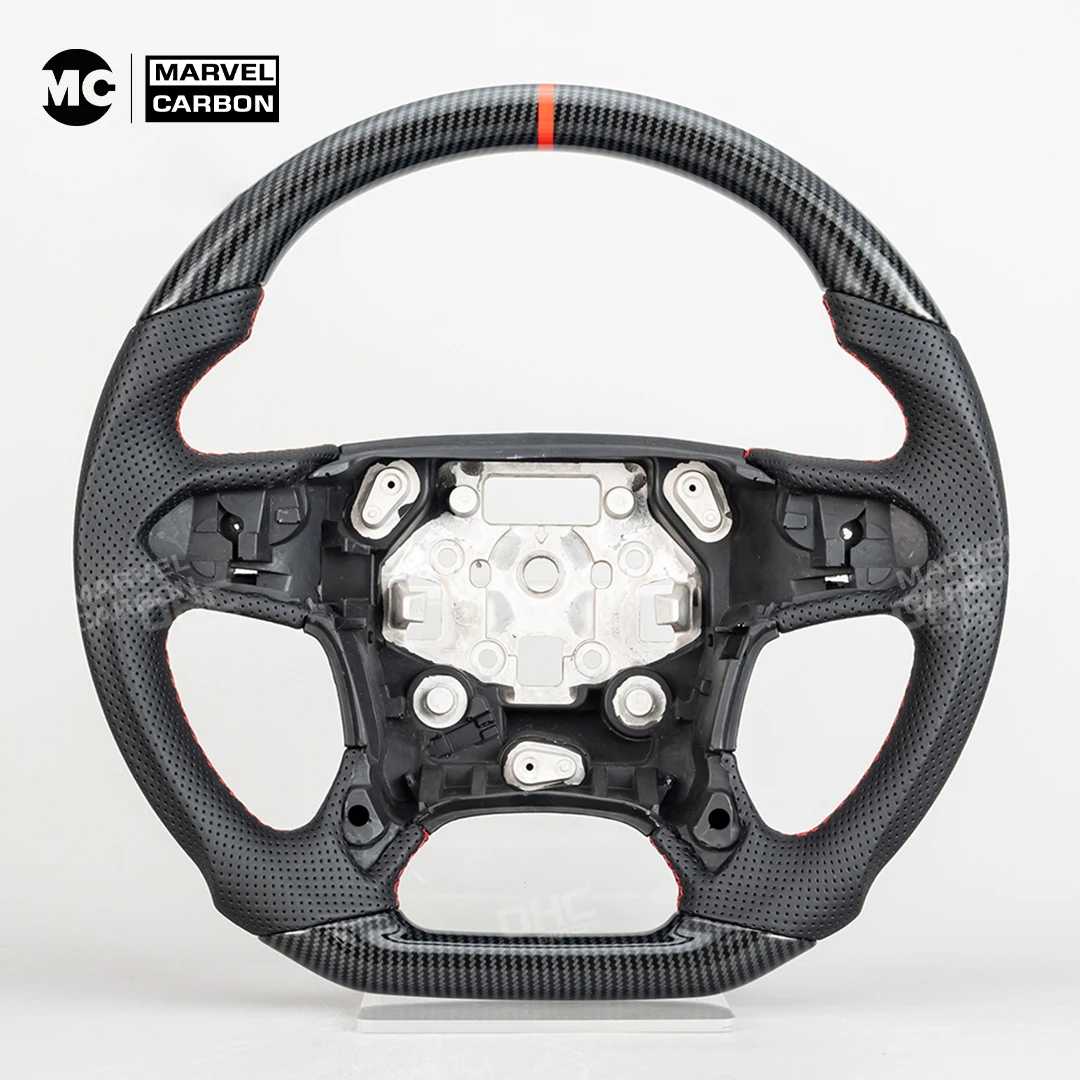 Carbon Fiber Customized Steering Wheel For Chevrolet Tahoe Suburban Silverado 1500 14-18 Perforated Leather Steering Wheel