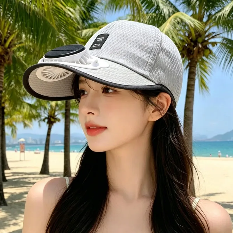 Creative Solar Powered Fan Cap Outdoor Breathable Mesh Baseball Hat with Solar Fan Sunscreen Cap Women Men Sun Protection Sunhat