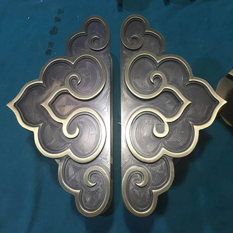 

Carved door handle, frameless glass door bronze handle, wooden door handle