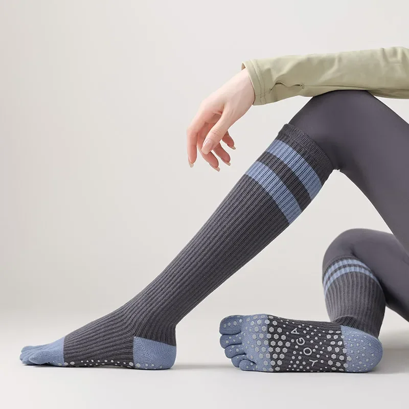 Five-finger Yoga Socks Stocking Women Cotton Breathable Indoor Workout Sports Socks Silicone Non-slip Professional Pilates Socks