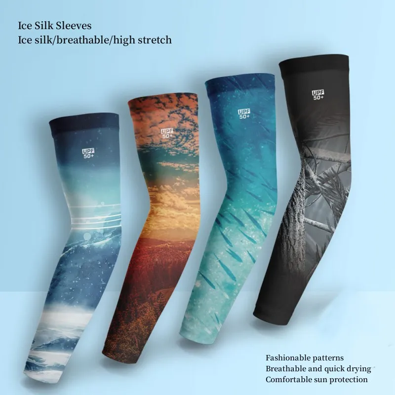 UPF50+ Arm Sleeve Breathable Quick Dry UV Protection Cycling Sport Sleeve Ice Fabric Sunscreen Sports Wear Fitness Arm Sleeve