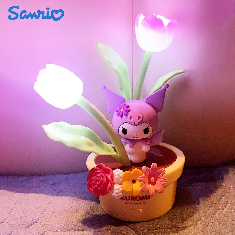 

Sanrio Lamp Cinnamoroll Kuromi Flower Fairy Series Led Night Light Anime Figure Decor Creative Ornament Cute Children Toys Gifts