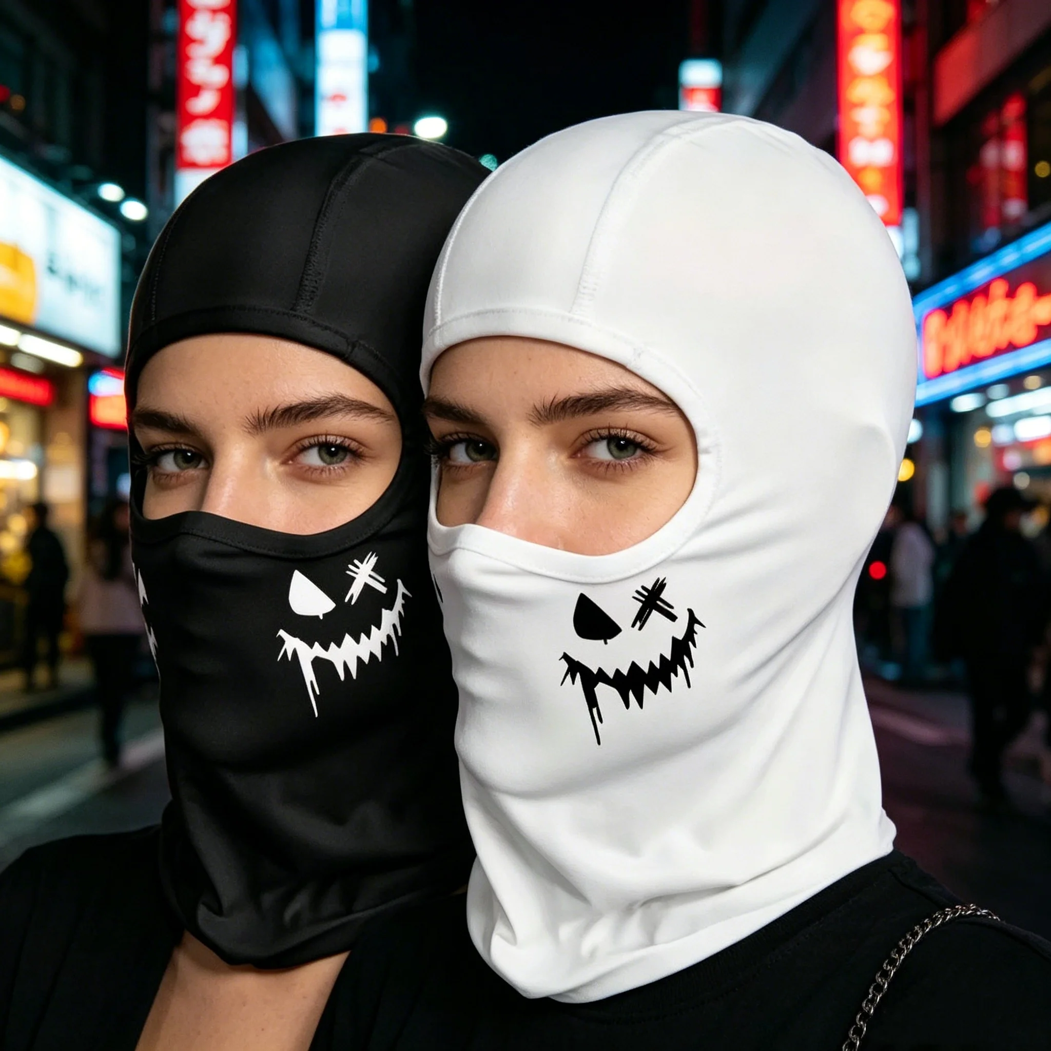 1/2 Stück Multifunktionale Sonnenschutz-Sturmhaube Vollgesichtsmaske mit Nackenschutz Frühling Sommer Eisseide Outdoor-Sport Modische Bedruckte Kappe