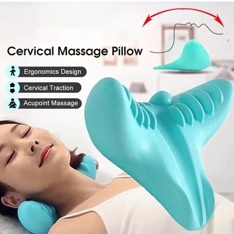 PC Pillow Cervical Traction, Cervical Muscle Relaxer Massager,Shoulder Neck Traction Correction for Pain Relief Spine Alignment