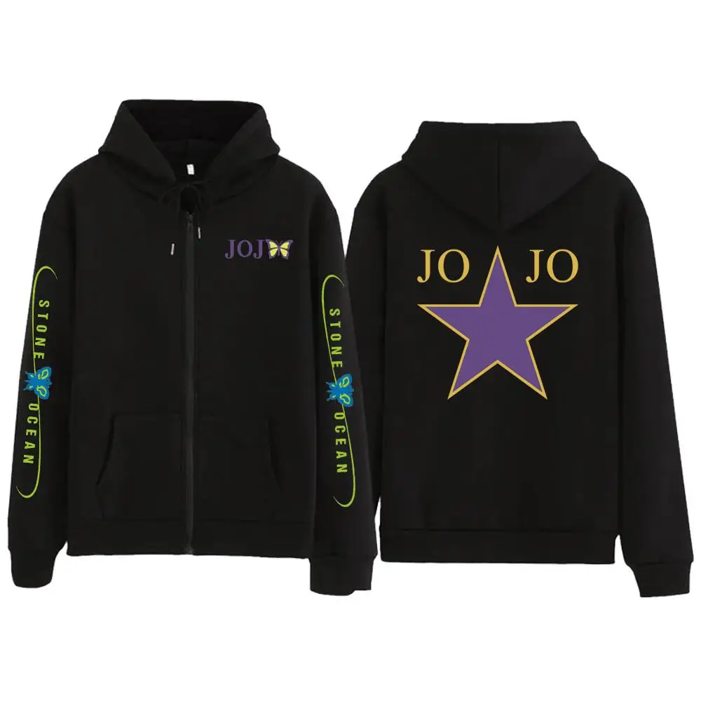 JOJO's Bizarre Adventure Graphic Print Zipper Hoodie Women Men Fashion Casual Oversized Jacket Fleece Long Sleeve Sweatshirts