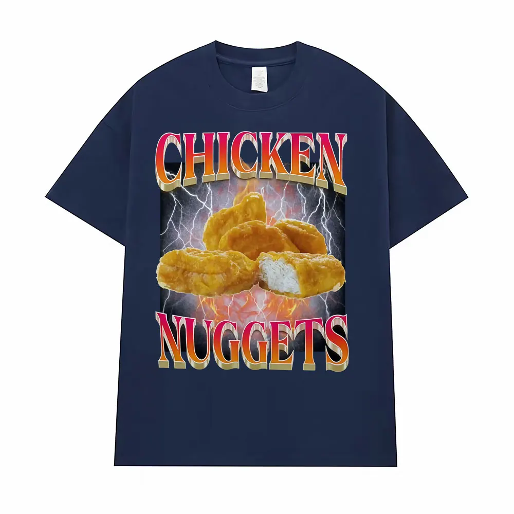 Chicken Nuggets Vintage Style Funny Meme T-shirt Men Women Summer Tops O-Neck T Shirts Fashion Humor Cotton Short Sleeve T Shirt