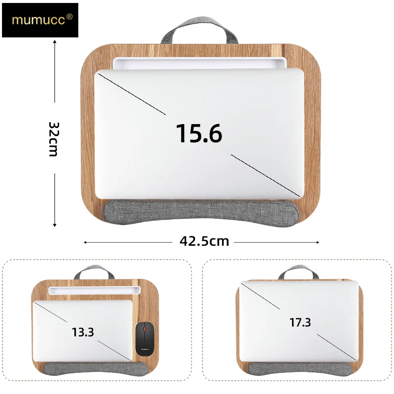 MUMUCC Portable Laptop Lap Desk with Soft Cushion Multifunctional Study Desk with Slot Home Office Notebook Tablet Phone Support
