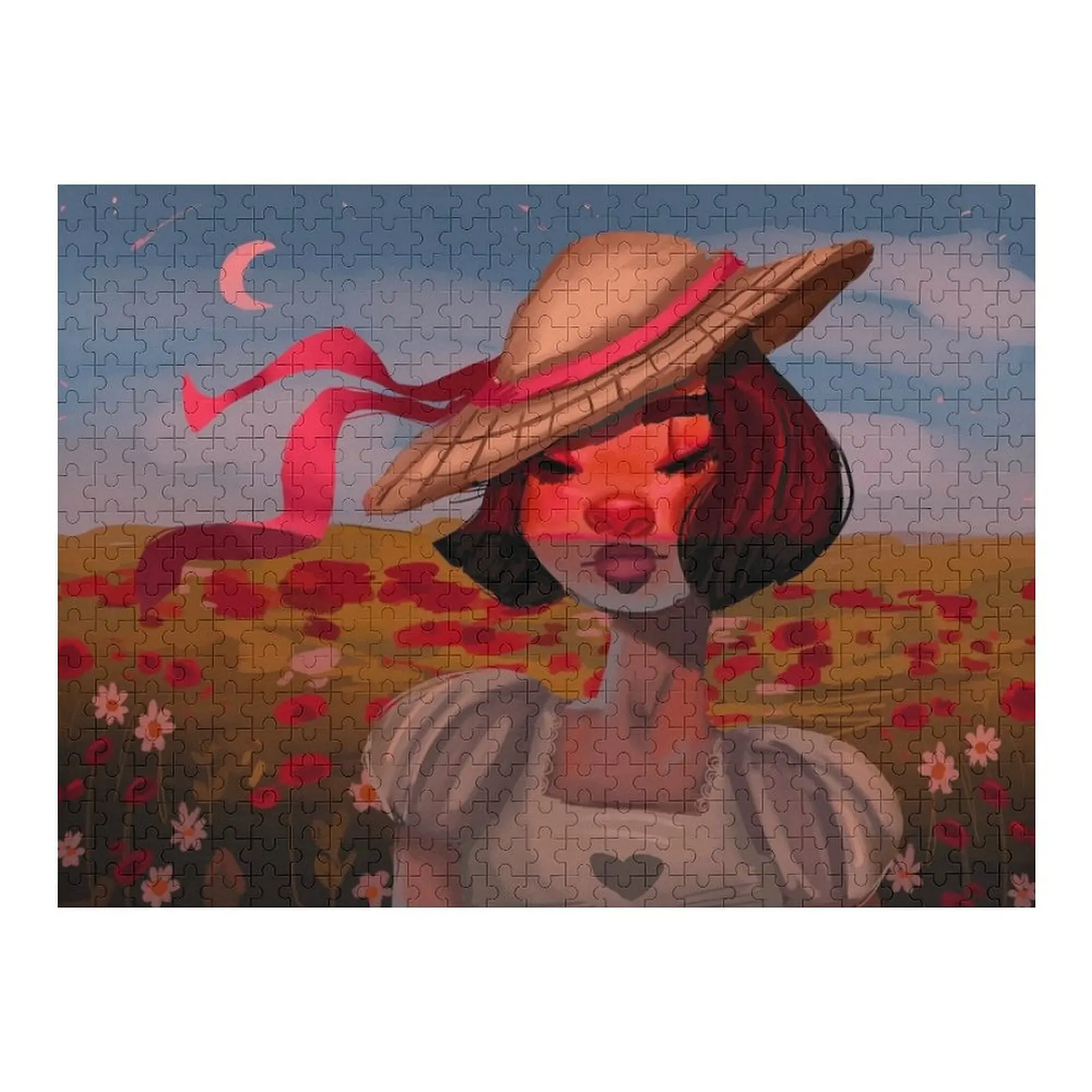 

Beautiful girl at sunset in a field of flowers Jigsaw Puzzle Customizable Gift Personalized For Kids Custom Gift Puzzle