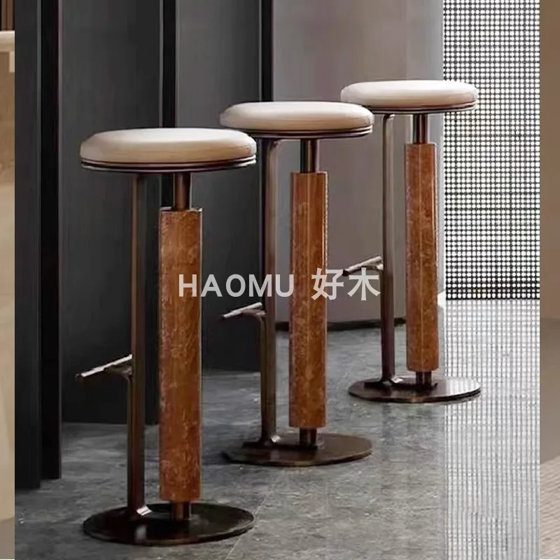

New bar stool designer home island bar chair Italian minimalist bar chair cafe high stool front desk round stool