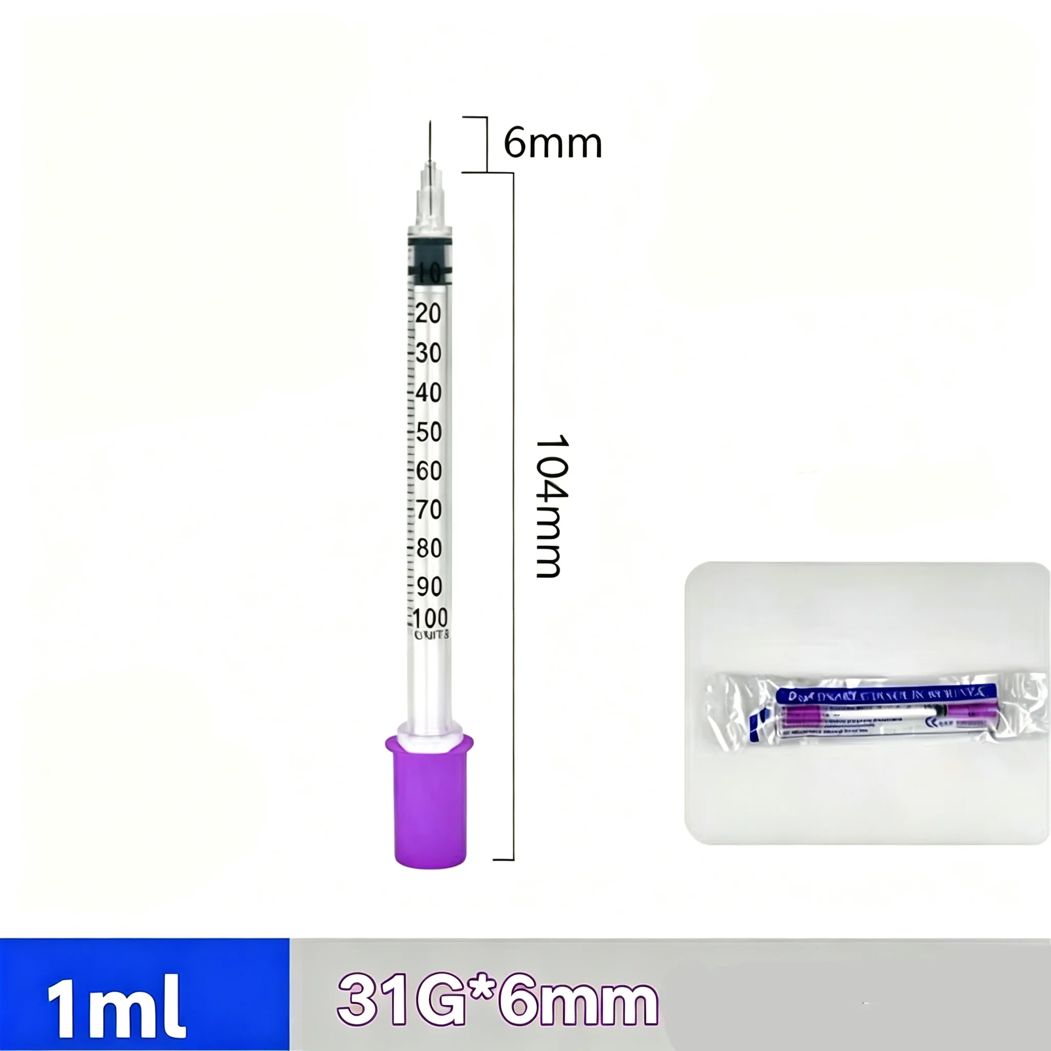 1ml 31G 6mm Disposable Dispensing Syringe Individual Sterile Liquid Sampling Transfer Syringe for Laboratory Use