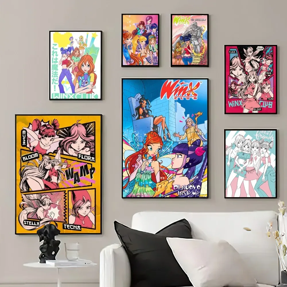 Girl W-Winx Cartoon Clubs Poster Prints Wall Pictures Living Room Home Decoration