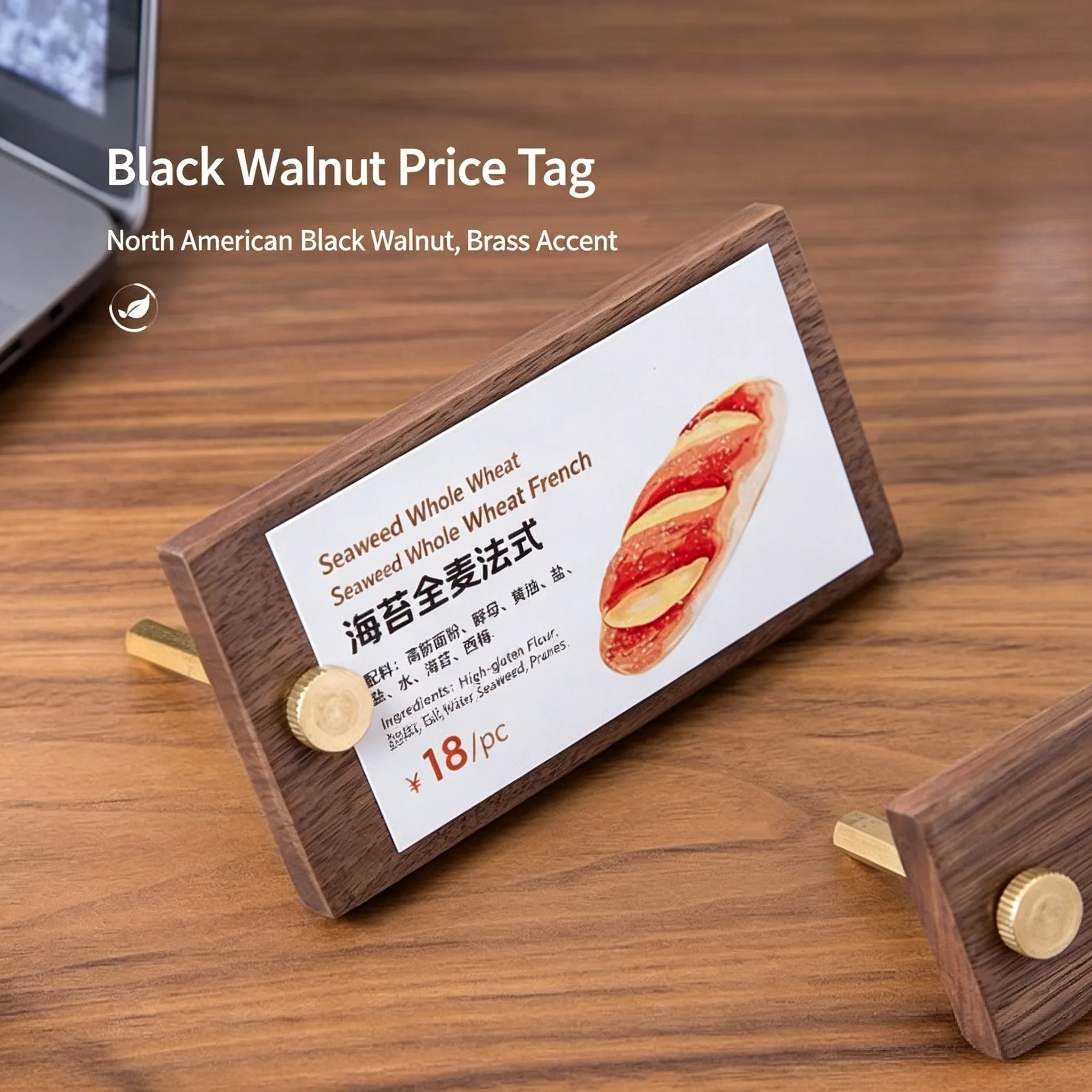 

5 Pieces 65x30mm Small Walnut Wood Menu Sign Holder Stand Mini Name Card Price Tags Food Cake Bread Price Label Holder Stand