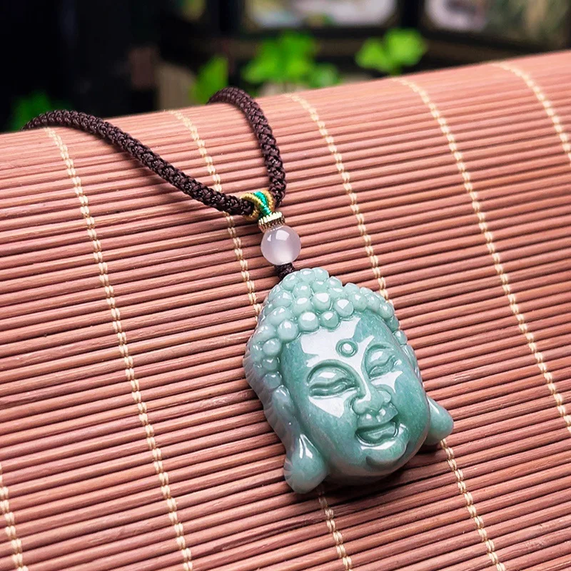 

Natural Blue Water Exquisite Carving Buddha Head Pendant Necklace Fine Jewelry Ladies Amulet Holiday Gift Free Certificate