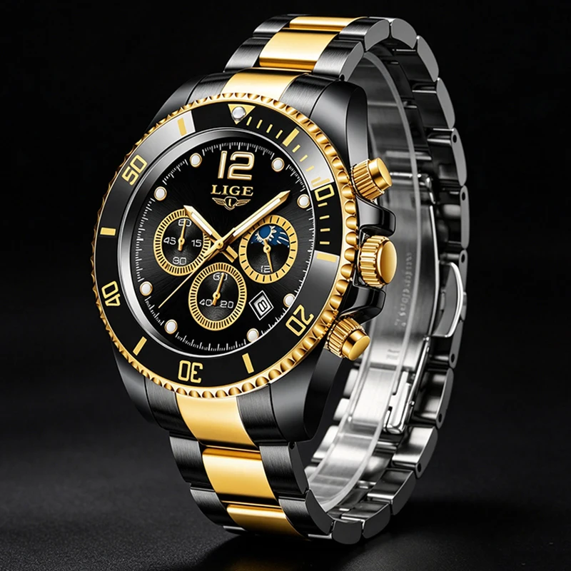 

2026 New LIGE Top Brand Luxury Men Watch Fashion Business Waterproof Watches for Men Sports Date Chronograph Quartz Wristwatch