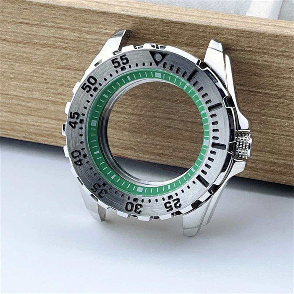 44mm Watch Case for NH35 NH36 NH34 Mechanical Movement 316L Stainless Steel Mineral Glass Shell Diving Watch Accessory