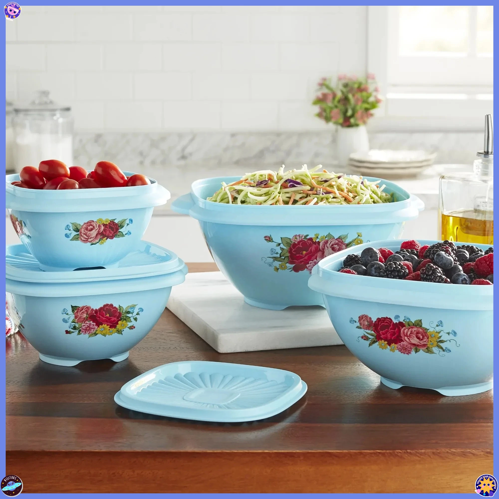 

8-Piece Bowl Set Sweet Romance Teal, Versatile Ramen Salad Noodle Bowls for Everyday Dining & Entertaining