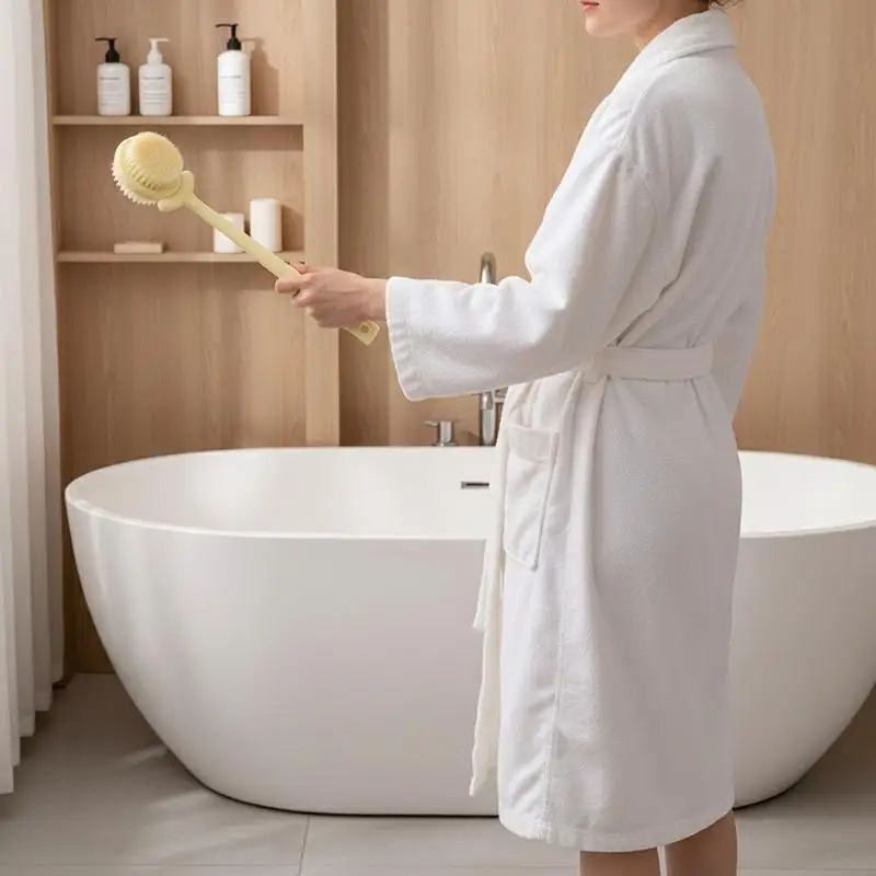 Soft Hair Shower Body Brush Long Handle Bathroom Wash Brush Bathing Massage Back Body Scrubbing Supplies Exfoliating Brush