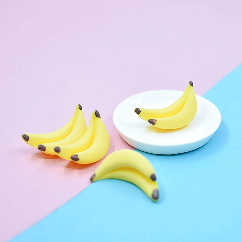 100 Stück 3D Mini Harz Simulation Bananen Charms DIY Kinder Miniatur Obst Modelle für Handwerk Machen Küche Spielzeug für Puppenhaus – Detail 8