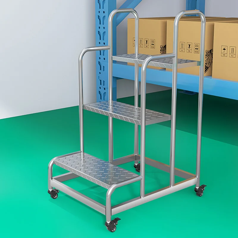

Household 3-layer 4-layer stainless steel stool Thickened step ladder stool Industrial mobile climbing stool